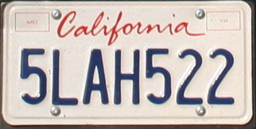 Licence Plate California