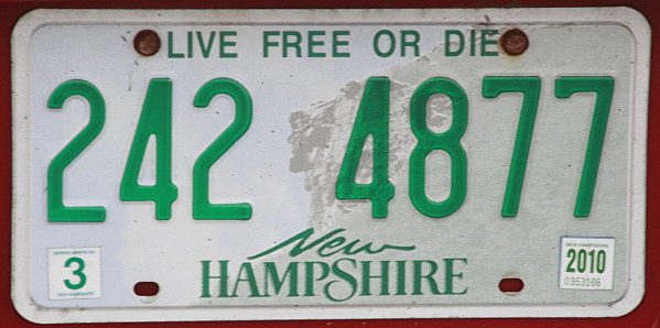 Licence Plate New Hampshire