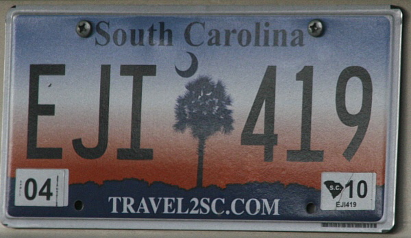 Licence Plate South Carolina