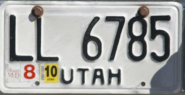 Licence Plate Utah