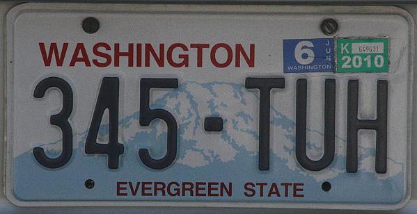 Licence Plate Washington