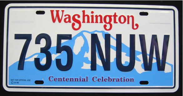 Licence Plate Washington