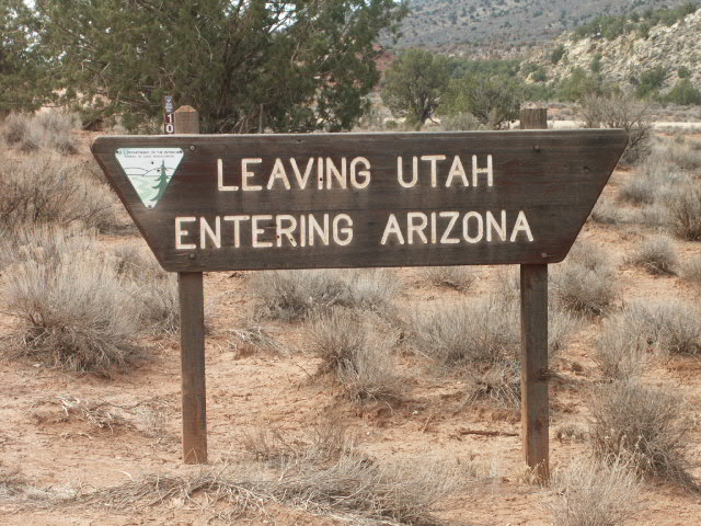 Leaving Utah Entering Arizona