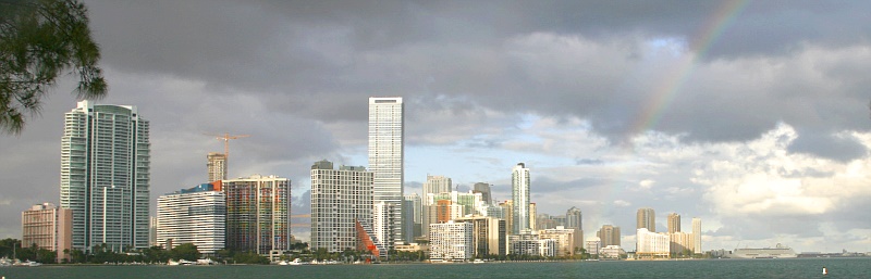 Blick von Key Biscayne auf Miami Downtown