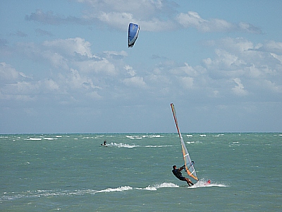 Surfer und Kiter auf Virginia Key