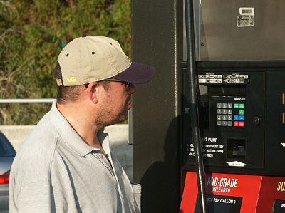 Rüdiger bei seinem ersten amerikanischen Tankversuch Rüdiger bei seinem ersten amerikanischen Tankversuch