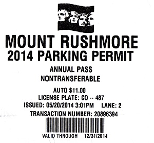 Mount Rushmore Parking Permit