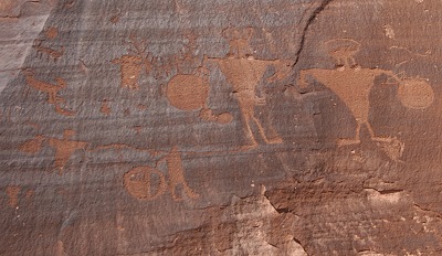 indianische Petroglyphen an der Potash Road