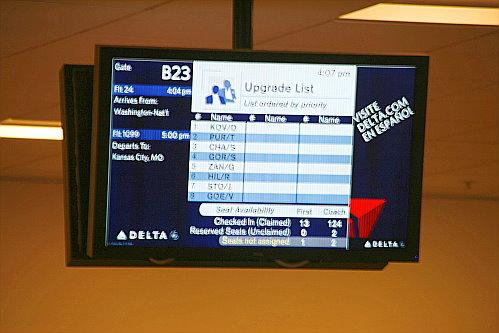Delta Upgrade List - wurde am Gate angezeigt