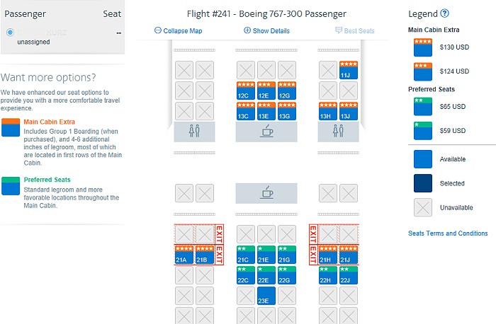 American Airlines B 767-300 Sitzplan 