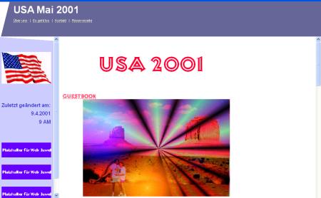 USA 2001 - mein erster Entwurf einer Webseite