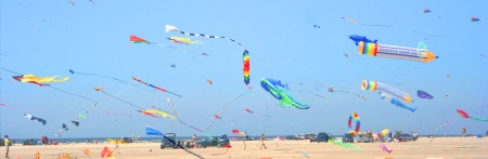 Drachen, oder neudeutsch: Kites am Strand von Fan