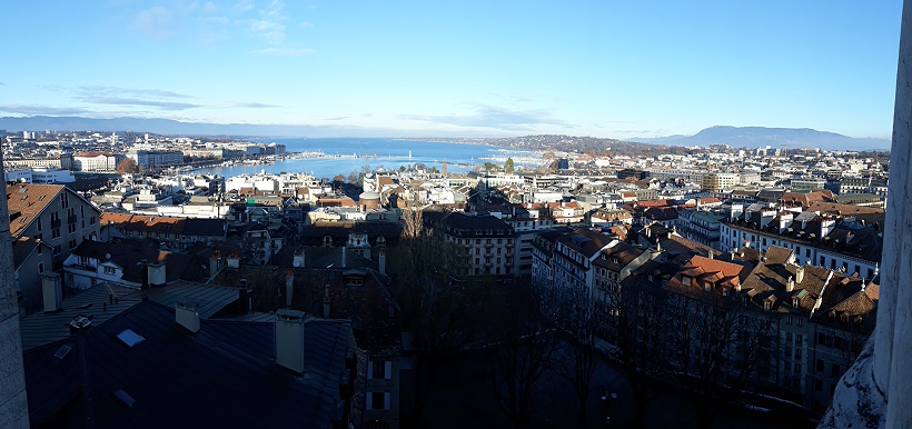 Blick auf Genf von der Oberstufe der Cathdrale Saint-Pierre