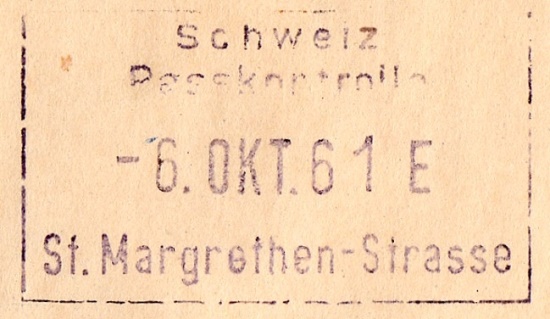 Schweiz Passkontrolle 6.10.1961