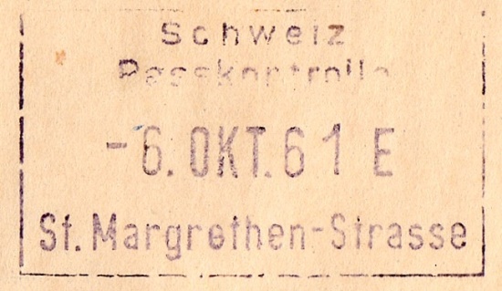 Schweiz Passkontrolle 6.10.1961 Schweiz Passkontrolle 6.10.1961
