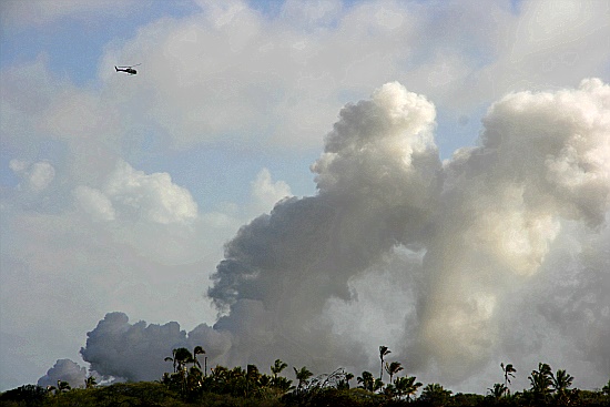 Mit dem Hubschrauber die Lava erkunden - war auch nix ....