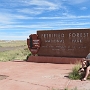 Am 8. Dezember 1906 wurden einige dieser "Wälder" unter Schutz gestellt, 1932 kam ein Teil der Painted Desert dazu. Dieses Gebiet wurde 1962 zum Nationalpark erklärt. 1970 erfuhr der Park eine Erweiterung und umfaßt seitdem eine Fläche rund 378 km².<br />Im Bild der nördliche Eingang am 2.6.2014