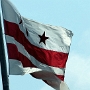 Die Flagge des Districts of Columbia wurde am 15. Oktober 1938 durch eine Kommission des US-Kongresses der Vereinigten Staaten eingeführt. Die heutige Version wurde von Charles A. R. Dunn gestaltet (nach einem Entwurf von 1921).<br />Die Flagge besteht aus drei roten fünfzackigen Sternen über zwei roten parallel verlaufenen Streifen, die über die ganze Breite verlaufen. Das Grundtuch ist weiß. Das Verhältnis beträgt 3:5.<br /><br />Wappen George Washingtons (stilisiert)<br />Sie basiert auf einem Banner mit dem Wappen der Familie George Washingtons, dem Namensgeber der Stadt Washington, D.C. Es stammt aus England (County Durham) und reicht zurück bis ins Jahr 1592.