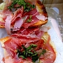 21.1.2015 - Bruschetta al Formaggio, Proscuitto e Olio al Tartufo von Pinoccio Italien Deli & Caffe in Miami South Beach