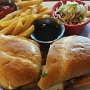 12.9.2016<br />West Coast Cheesesteak im Fanaticus Sports Grill in Port Angeles/WA<br />Shaved Prima Rib, caramelized onions, melted provolone, Guiness garlic ajoli on a grilled soft french roll