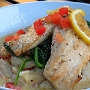 27.9.2016<br />Jenny’s Catch with Lobster Butter Sauce bei Bubba Gump in Monterey/CA<br />Pan seared Tilapia laid over Mashed Potatoes with<br />Sautéed Spinach and a creamy Lobster Butter Sauce<br />made from scratch.