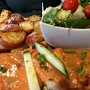 8.6.2017<br />Gypsy Schnitzel im Gateway Grill in Clearwater/BC - 18 CAD<br />Boneless Pork loin topped with our creamy tomato gravy
