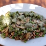 22.7.2018<br />Maccheroncini Verde Emiliana in der L'Osteria im Ruhrpark<br />Frische grüne Pasta mit gewürfeltem Vorderschinken, Egerlingen, Erbsen und geriebenem Grana Pedano DOP in cremiger Sahnesauce