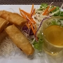 30.3.2023<br />Vegetable Spring Rolls im Restaurant des Hotel Miracle in Bangkok. <br />100 Baht