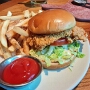 28.03.2025 - Bloomin Fried Chicken Sandwich - hand battered in Bloomin' Onion seasoning/spicy signature bloom sauce/spicy house-made pickles/onion/lettuce/tomato - im Outback im Casino Royale - 16,99 $