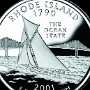 State Quarter - Altes Segelboot in der Narragansett Bay, Claiborne Pell Newport Bridge<br />Beschriftung: „The Ocean State“