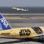 All Nippon Airways - Boeing 777-281ER - JA743A "Star Wars - C-3PO" special colours<br />Skymark Airlines - Boeing 737-8AL(WL) - JA73AB "Pokémon" special colours<br />HND - Observatory Terminal 2 - 18.03.2024 - 12:38