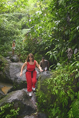 Claudia auf dem Weg zum Trafalgar Falls Claudia auf dem Weg zum Trafalgar Falls