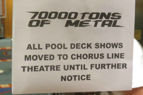 All Pool Deck Shows moved to Chorus Line