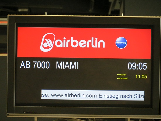AB 7000 nach Miami - mit 3-stündiger Verspätung ging es endlich los.....